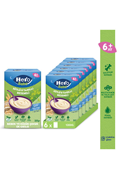 Hero Baby Sütlü 8 Tahıllı Rezeneli 200g x6