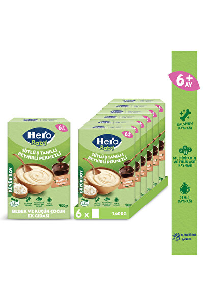 Hero Baby Sütlü 8 Tahıllı Peynirli Pekmezli 400g X6