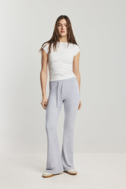 LEFTIES Дамски широк крачол панталон с ребрени детайли