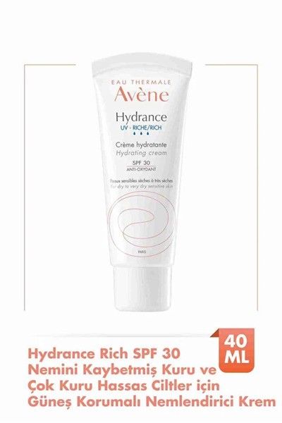 Avene Hydrance Rich SPF30  Kuru ve Hassas Ciltler için Güneş Korumalı Nemlend...