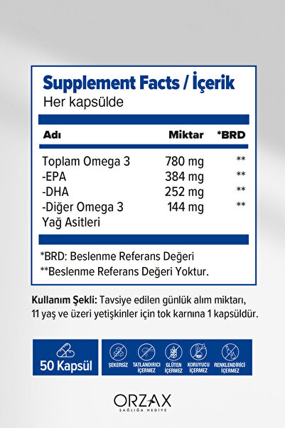 Ocean Plus Omega 3 Balık Yağı - EPA, DHA, OMEGA 3 - 1200 Mg - 50 Kapsül (Emilimi Yüksek Trigliserit Form)