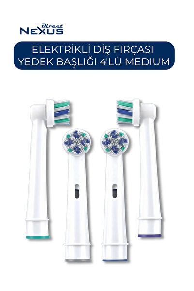 Direct NEXUS Elektrikli Diş Fırçası Yedek Başlığı 4’lü Oral B Uyumlu Medium
