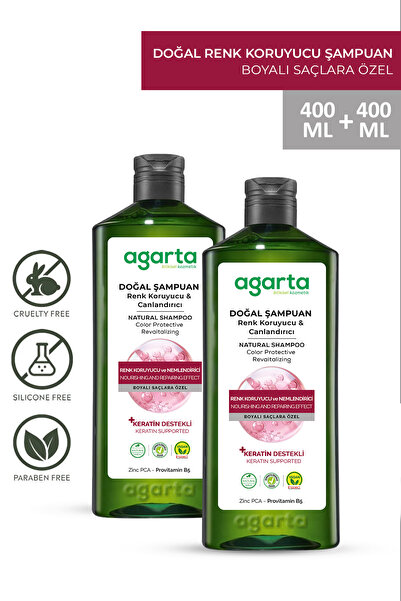 Agarta 2 Adet Boyalı Saçlar Için Renk Koruyucu Ve Canlandırıcı Tuzsuz Şampuan...