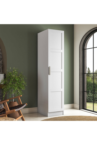 Rani Mobilya Rani BA218 Membran Kapaklı Gardırop Raflı Tek Kapaklı Askılı Elb...