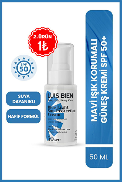 Luis Bien SPF 50+ Mavi Işık Korumalı Güneş Kremi 50 ml | Yağsız, Beyaz İz Bır...