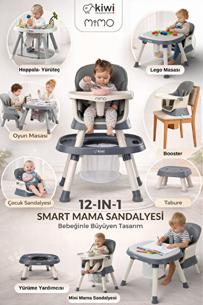 Kiwi Mimo 12’si 1 Arada Çok Fonksiyonlu Mama Sandalyesi – Oyun & Aktivite Mas...