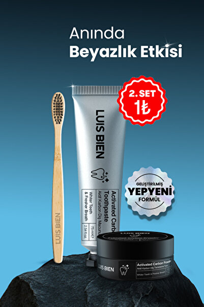 Luis Bien Aktif Karbon Diş Temizleme ve Beyazlatma Seti | Macun + Toz + Bambu...