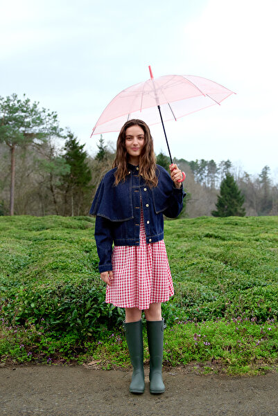 Trendyol Collection Jachetă poncho din denim cu pelerină detașabilă, albastru...