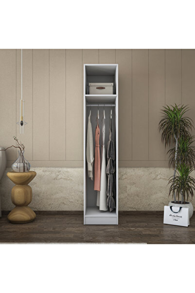 Rani Mobilya Rani BA172 Gardırop Tek Kapaklı Raflı Askılı Elbise Dolabı Beyaz