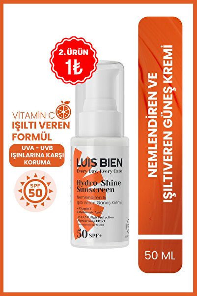 Luis Bien SPF 50+ Nemlendirici & Işıltı Veren Yüksek Korumalı Güneş Kremi 50 ml