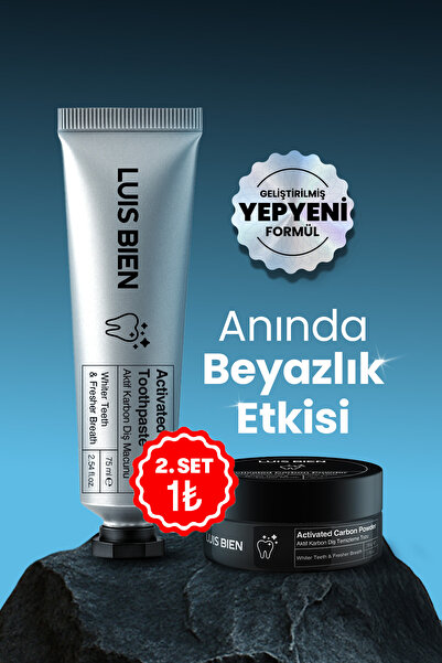 Luis Bien Diş Beyazlatma Seti – Organik Aktif Karbonlu Diş Macunu + Diş Tozu,...
