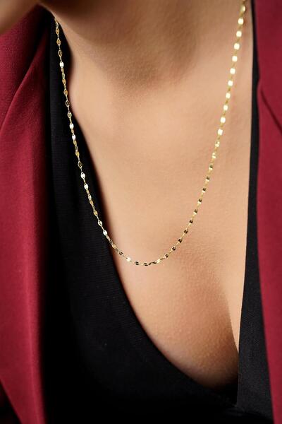 Fiyonk Kuyumculuk 14 Ayar Altın Aynalı Zincir Kolye Orta 1.75 mm