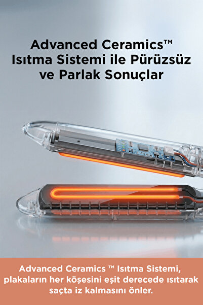BABYLİSS Sleek Control 35 mm 235 Derece Turmalin Seramik Plaka Tarak Aparatlı Saç Düzleştirici Siyah ST397E