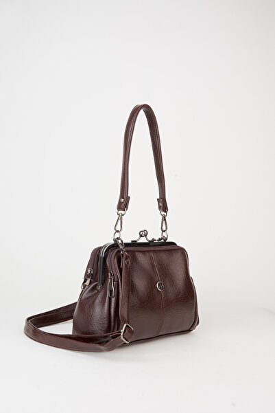 Vivaq Kadın Acı Kahve Kelebek 4 Bölmeli Astarlı Burslu Ve Fermuar Kapama El K...