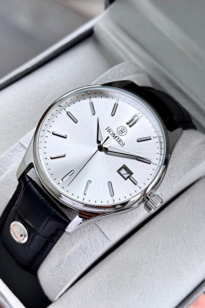 Homies ساعة يد رجالية 3 ايه تي ام مقاوم للماء لون اسود جلد حزام هدية صندوق خا...