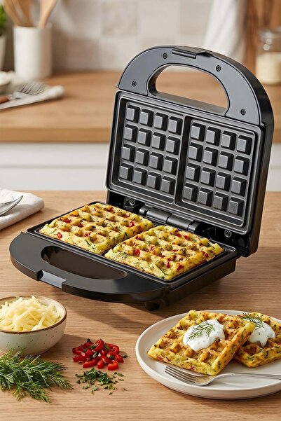 Kiwi Ksm-2412W Yapışmaz Kaplama Plakalı Paslanmaz Çelik Kapaklı Waffle Makinesi