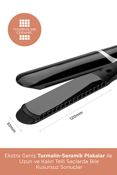 BABYLİSS Sleek Control 35 mm 235 Derece Turmalin Seramik Plaka Tarak Aparatlı Saç Düzleştirici Siyah ST397E