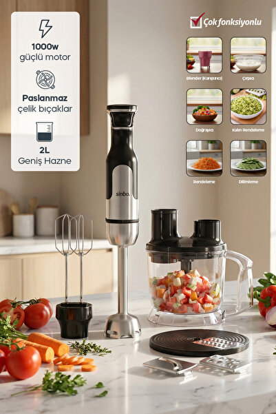 Sinbo SHB-7534 Çok Fonksiyonlu El Blender Seti | Doğrayıcı, Çırpıcı ve Rende ...
