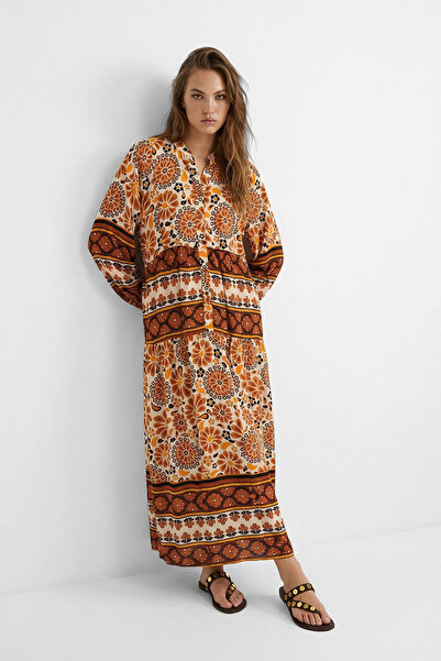 Trendyol Modest Tan Unlined Ethnic Woven Dress&Jumpsuit Shally Hijab Dress Tc...