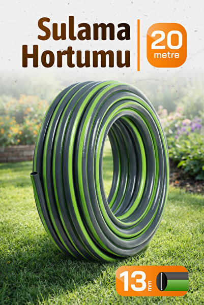 Badem10 Bahçe Çeşme Su Hortumu Sulama Araç Araba Yıkama 20 Metre 13 mm 1/2" Ç...