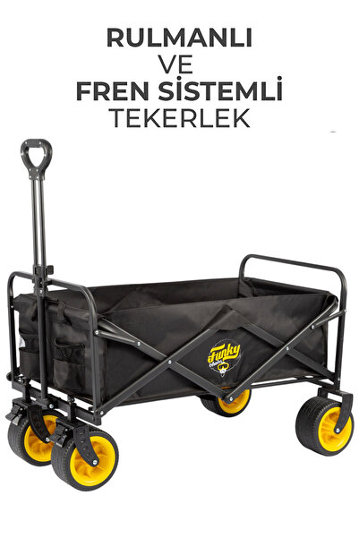 Funky Chairs Fren Sistemli Rulmanlı Kalın Teker, Katlanır Vagon Plaj Ve Kamp ...