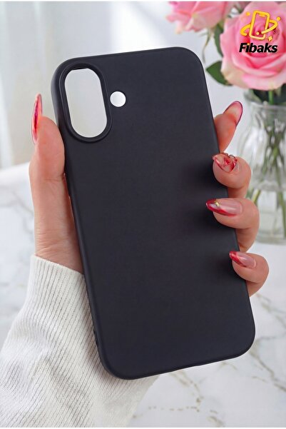 Fibaks iPhone 16 Plus Kılıf Kadife Lansman Soft Yumuşak Liquid Silikon Kamera...
