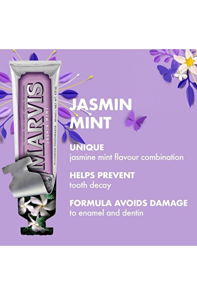 Marvis Jasmine Mint Diş Macunu 85 ml Plak ve Bakterilere Karşı Koruma Sağlayan Uzun Süreli Ferahlık