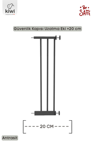 Kiwi Be Safe Bebek Güvenlik Kapısı Ek Uzatma Aparatı 20 CM Antrasit