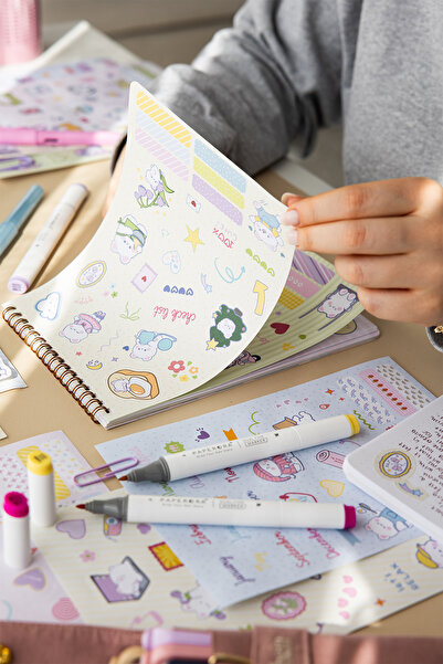 PAPERORA A5 18 Yaprak Bearly Cute Sticker Defteri - 610 Adet Sticker
