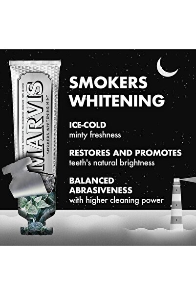Marvis Smokers Whitening Mint 85 ml – Sigara İçenler İçin Doğal Beyazlık