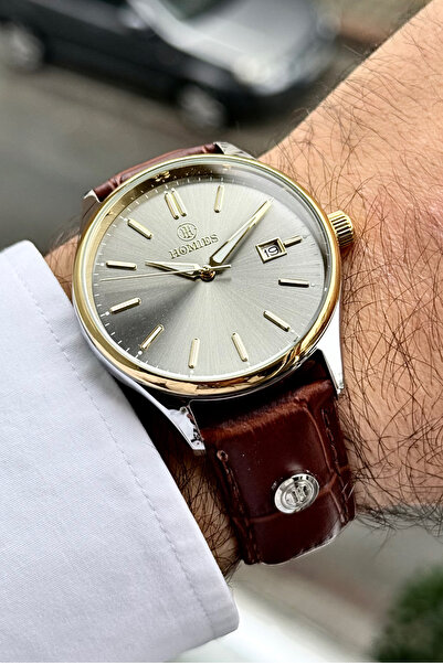 Homies ساعة يد رجالية أصلية من الجلد الطبيعي باللون البني 3 ATM مقاومة للماء ...