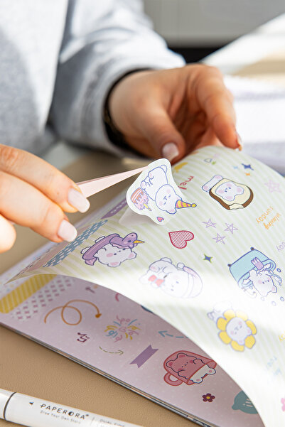 PAPERORA A5 18 Yaprak Bearly Cute Sticker Defteri - 610 Adet Sticker