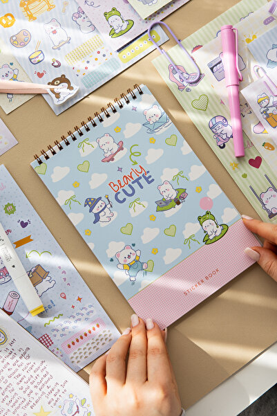 PAPERORA A5 18 Yaprak Bearly Cute Sticker Defteri - 610 Adet Sticker