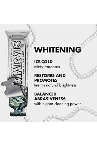 Marvis Whitening Mint Diş Macunu 85 ml – Doğal Beyazlık ve Uzun Süre Ferahlık x 2