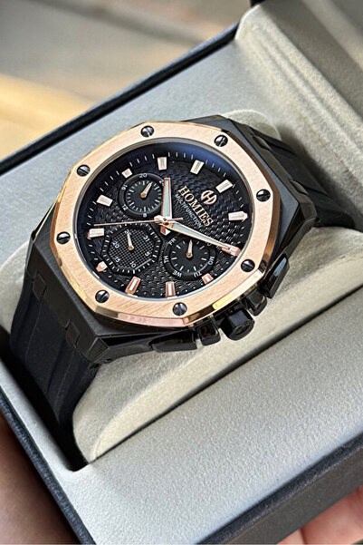 Homies ساعة يد رجالية متعددة الوظائف 3 أتم مقاوم للماء لون ذهبي وردي وسوار سي...