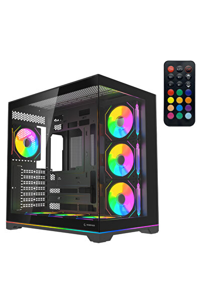 Rampage KAIZER Kumandalı 7*12cm ARGB Fan+Kontrolcü PWM Fanlı ATX/M-ATX Siyah ...