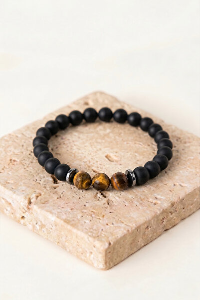 Tudors Doğal Taş Erkek Siyah Bileklik