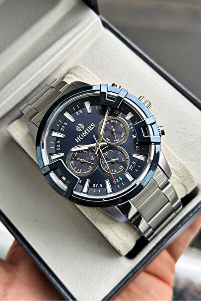 Homies ساعة يد رجالية أصلية متعددة الوظائف باللونين الفضي والكحلي مع الصندوق ...