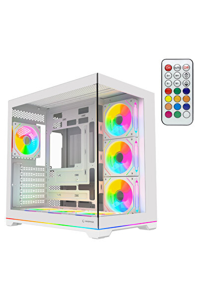 Rampage KAIZER Kumandalı 7*12cm ARGB Fan+Kontrolcü PWM Fanlı ATX/M-ATX Beyaz ...