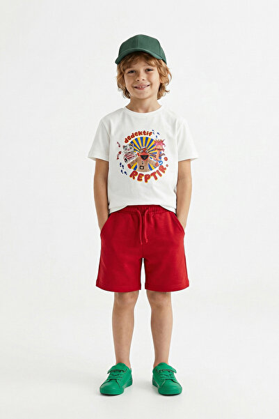 TRENDYOLKIDS Ecru Unisex Detective Reptar Printed Knitted Top and Bottom Set ...