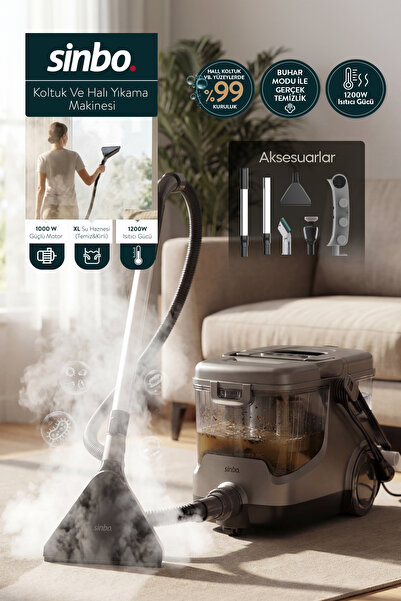 Sinbo SCC-7607 Buharlı Koltuk ve Halı Yıkama Makinesi Derinlemesine Buharlı T...