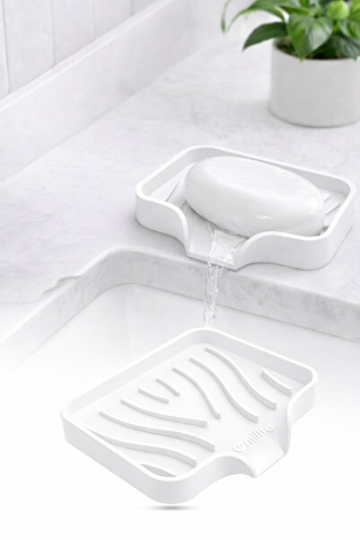 omilife Λευκό σαπουνάκι σιλικόνης με αποχέτευση νερού με βεντούζα και αντιολι...