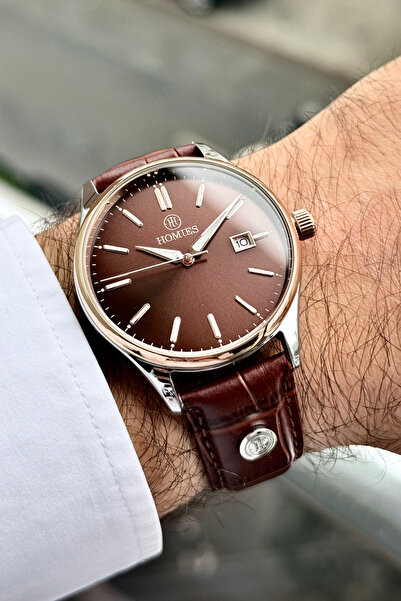 Homies ساعة يد رجالية أصلية من الجلد الطبيعي باللون البني مقاومة للماء 3 ATM ...