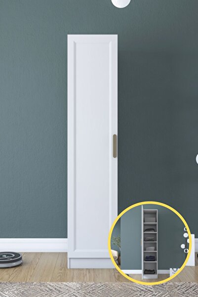 Rani Mobilya Rani BA204 Membran Kapaklı Gardırop 5 Raflı Tek Kapaklı Elbise D...