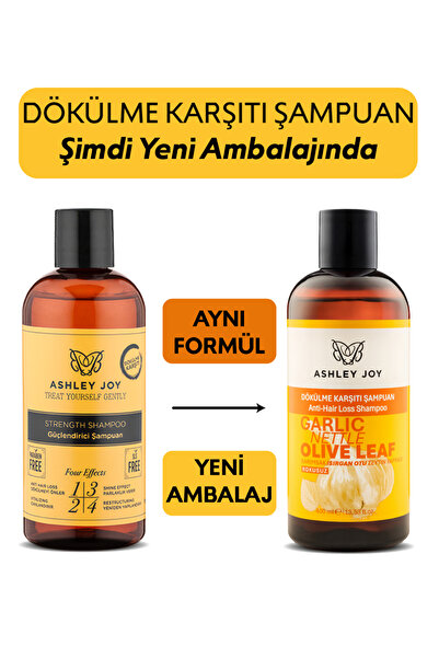ASHLEY JOY Sarımsak & Isırgan Dökülme Karşıtı, Güçlendirici Şampuan, Saç Uzamasını Destekleyici Biotin + Kafein