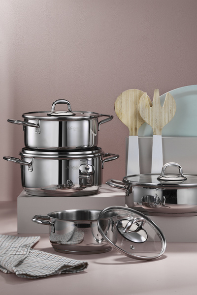 Aryıldız Aria 8 Parça Çelik Tencere Seti