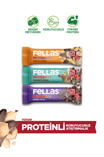 Fellas Protein Bar (32 g) Karma Kutu - 12 Adet (3 Çeşit)