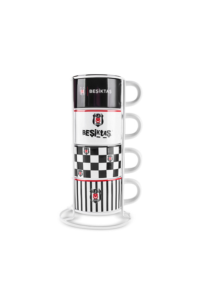 Karaca x Beşiktaş 4 Kişilik Standlı Çay Fincan Takımı 180 ml