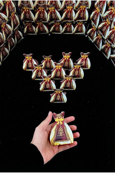 ZEYMERADE Bordo Kaftan Hediyelik Dağıtmalık Kına Gecesi 50 Adet