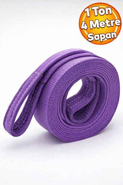 Badem10 Polyester Spanzet Sapan Lila Renk 1 Ton 4 Metre Sağlam Yük Kaldırma T...